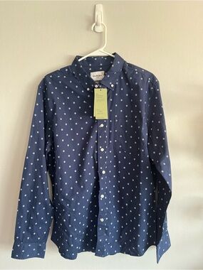 NWT Goodfellow & Co Men's Navy Button-Up Shirt Size L Slim Fit